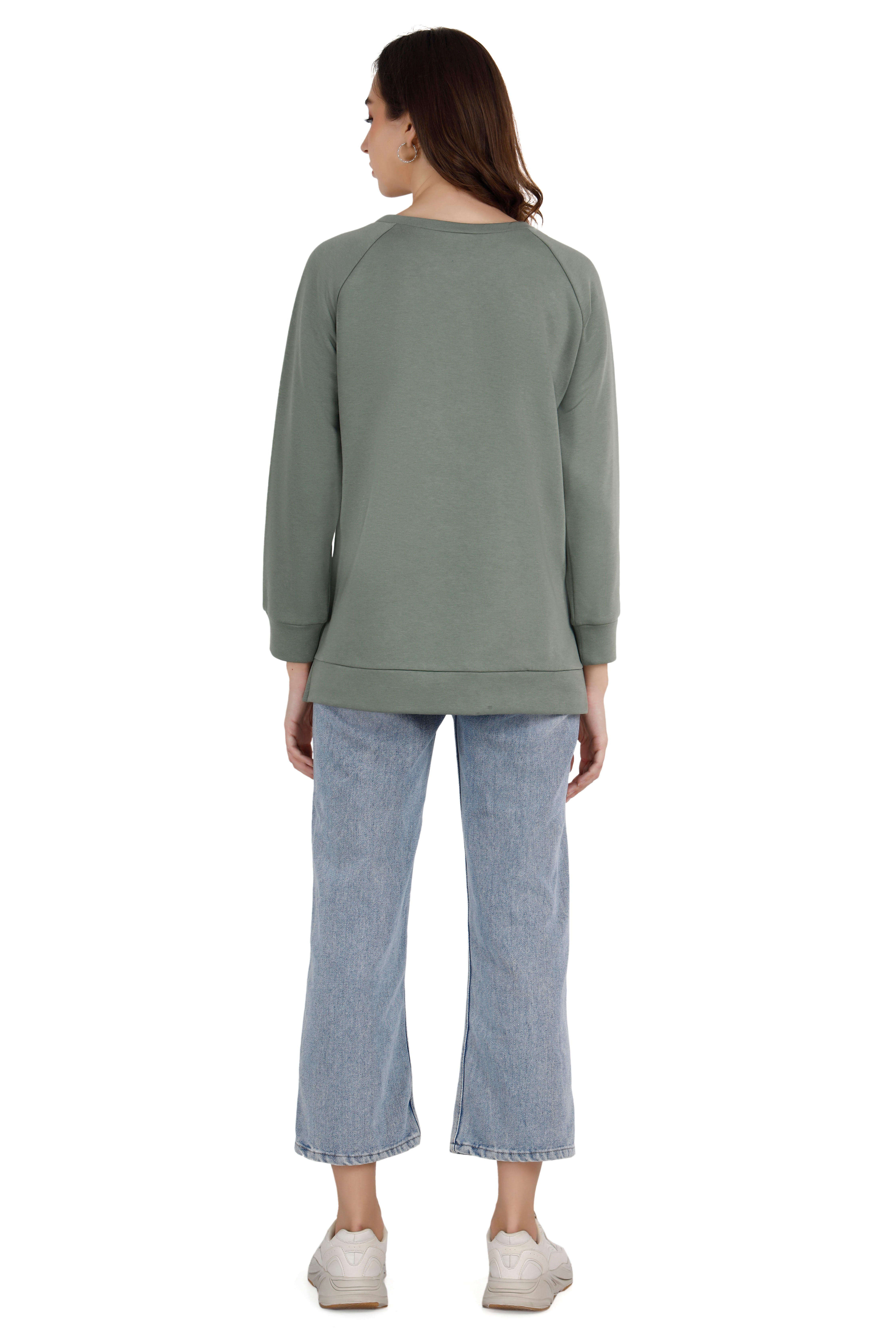 Women's Green Relaxed Sweatshirt thumbnail 5